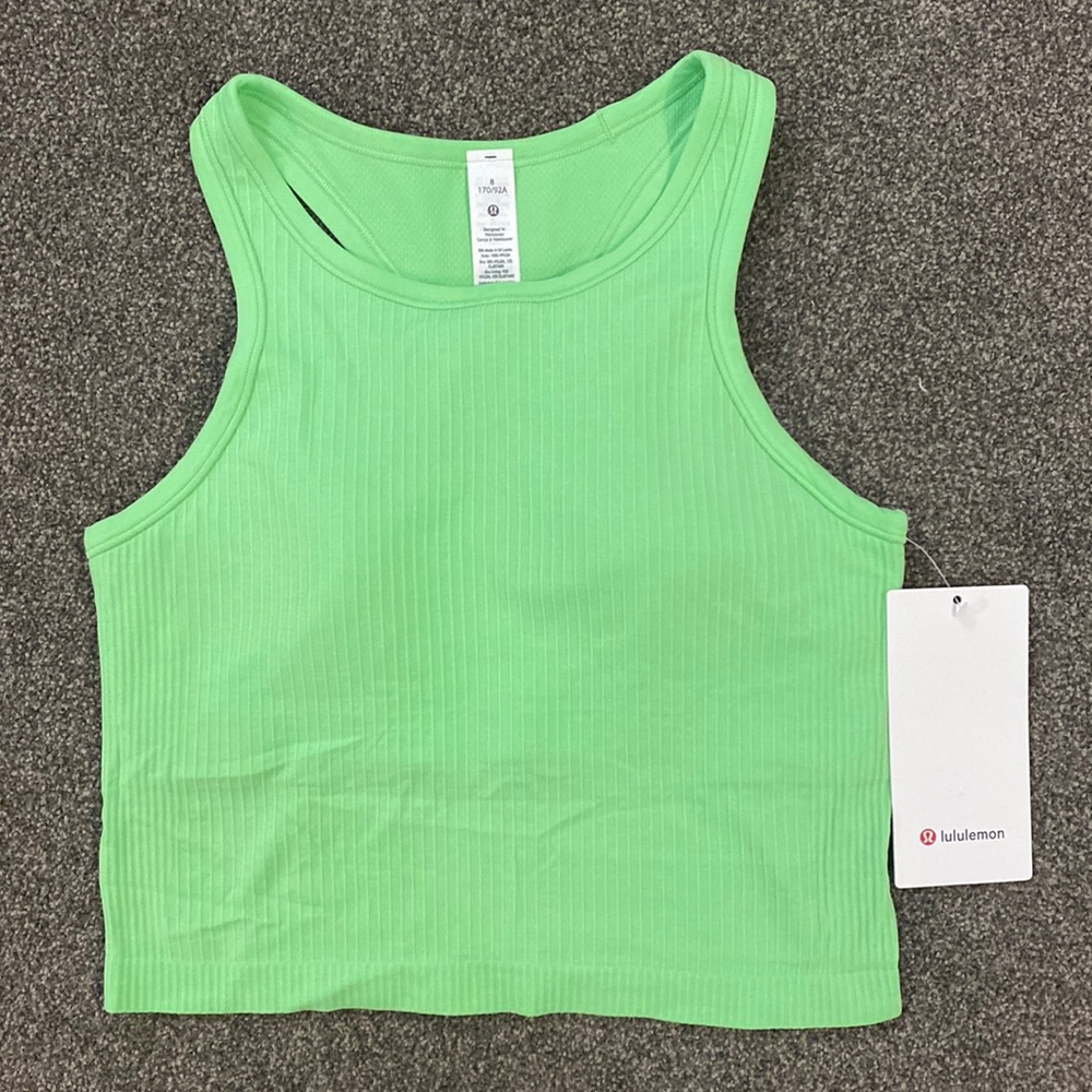 ❤️ Lululemon Ebb to Street RB Crop Tank Scream Green NWT